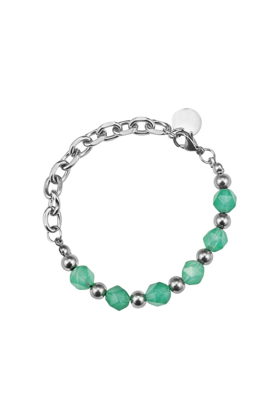 New Chinese Style Jade Safety Clasp Bracelets Retro Punk Titanium Steel Layered Bracelets for Men Women, YQZIYOU