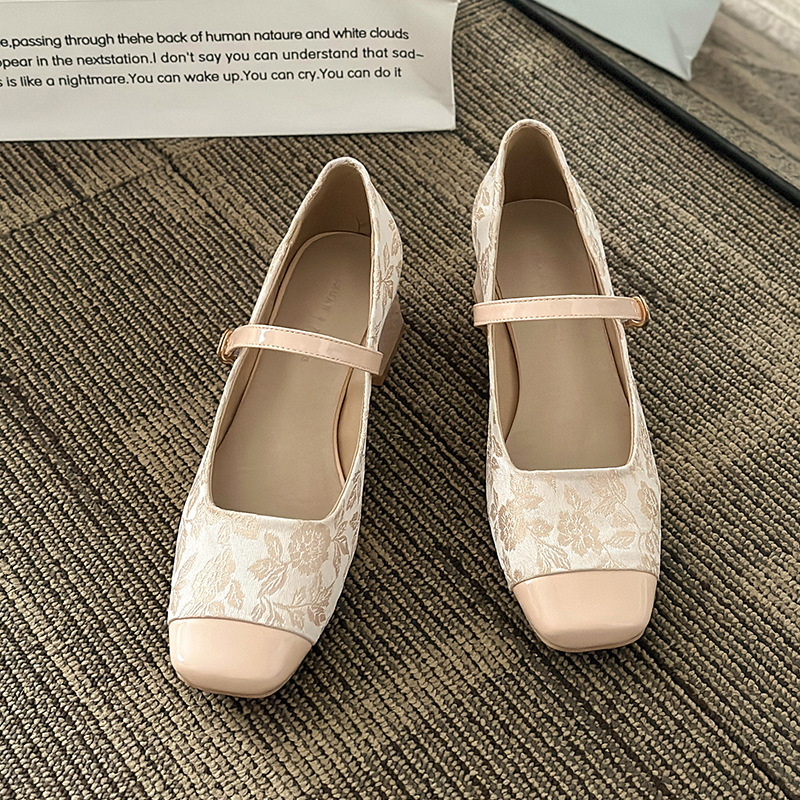 Sandales Compensées Pour Femme Style Chinois - Broderie Traditionnelle - Toile, Scratch - Talon Compensé - 4