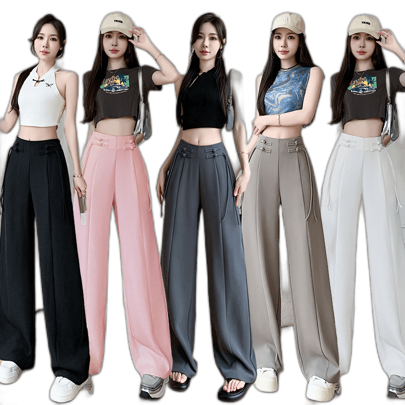 New Chinese Style Retro -Buckle Suit Pants Female Vertical Sensory ...
