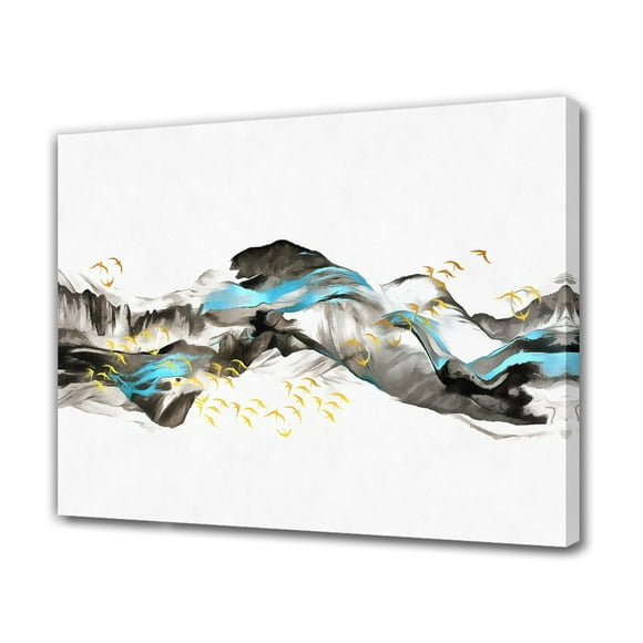 New Chinese style abstract line color painting Poster Decorative Painting Canvas Wall Art Living Room Posters Bedroom Painting,Frame-style,08x12inch(20x30cm)