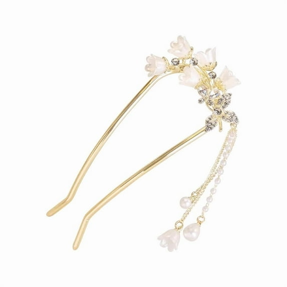 New Chinese u-shaped tassel bell orchid flowers hairpin hairpin hairpin ancient wind female Hanfu cheongsam accessories hairpin plate hair artifacts