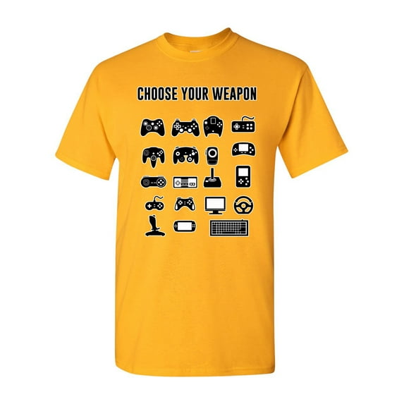 New Choose Your Weapon Controller Gamer Nerd Geek Funny DT Adult T-Shirt Tee