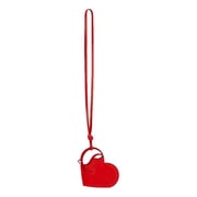 New Christian Louboutin Loubi Red Calfskin Leather Heart Bag Charm Keychain with Box