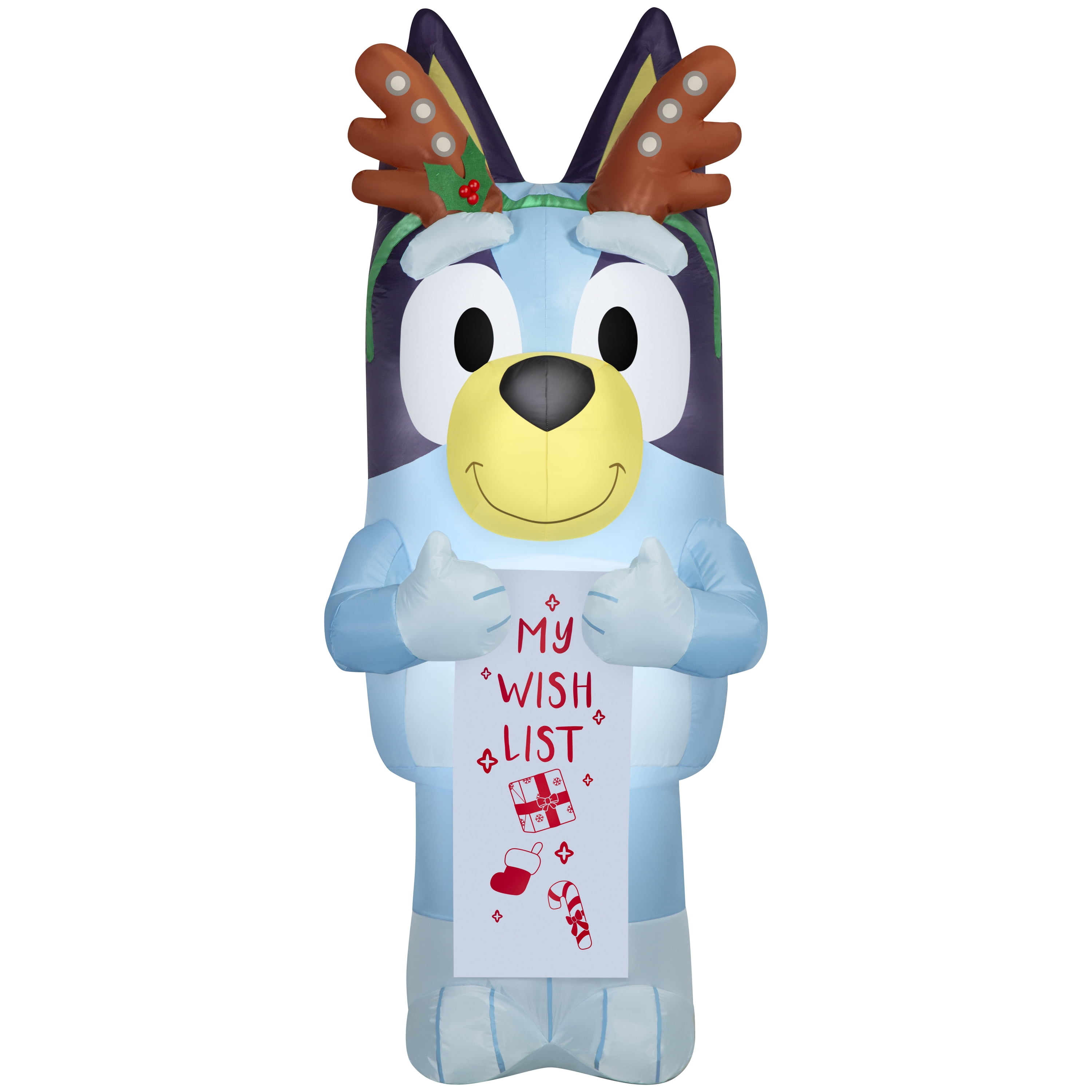 New Christmas Airblown Inflatables Yard Decoration Bluey with Wish List Bluey, 5.5 ft