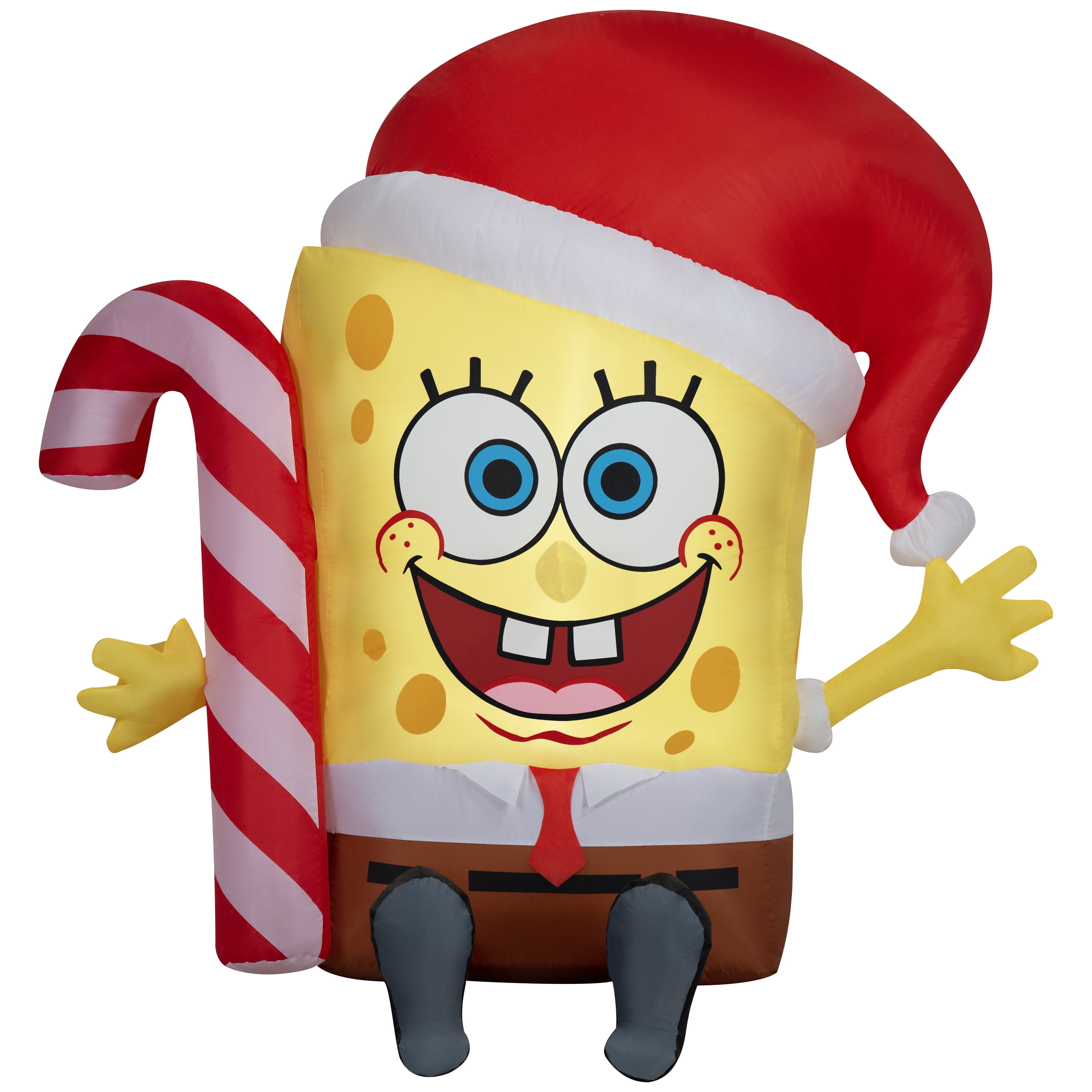 New Christmas Airblown Inflatables Yard Decoration SpongeBob with Candy Cane Nickelodeon, 4.5 ft