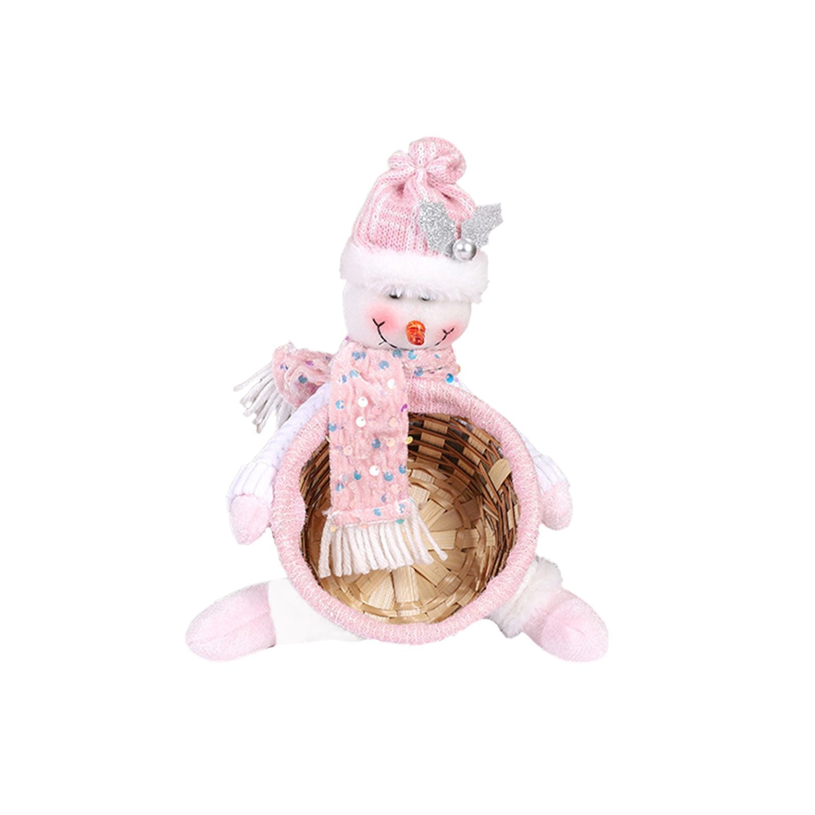 New Christmas Candy Basket, Pink Holiday Treat Container with Santa and ...