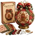 thumbnail image 1 of New Christmas Classics Patchwork Ornament DIY Kit Santa Claus Traditional Quilted Bauble Making Set For Festive Home Decor & Grandmother Gift Idea (Gingerbread Man), 1 of 7