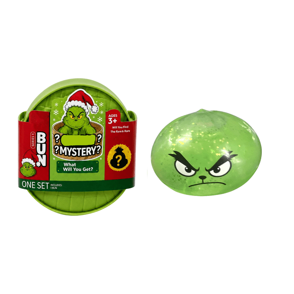 New Christmas Green Glitter Dumpling Squishy Toy, Mystery Squeeze Stress Bun with Holiday Steamer Box Sensory Fidget Toy, Christmas Stocking Stuffer, Party Favor & Birthday Gift for Kids and Adults