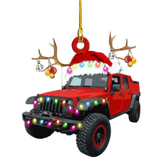 New Christmas Ornaments, Christmas Truck Fire Engine Excavator Theme Acrylic Creative Pendant, Christmas Tree Ornaments Indoor and Outdoor Christmas Home Decor Car Interior Christmas Keepsake