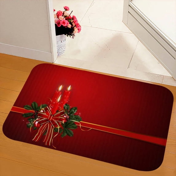 New Christmas Snowman Printed Soft Flannel Floor Mat Bathroom Anti Slip Mat Rug