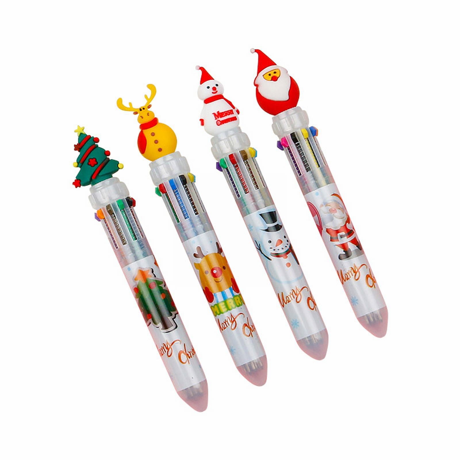 New Christmas Tree Santa 6 Colors Cartoon Press Cute Ballpoint Pen For