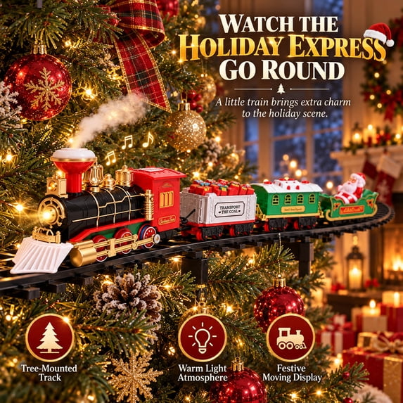 New! Christmas Tree Train Set, Electric Hanging Train with Steam ...