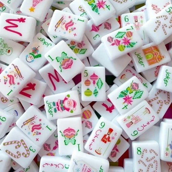 New Christmas-themed American Mahjong tiles - 4 layers, 160 pieces, luxurious acrylic tiles with storage Bag