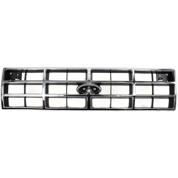 New Chrome Shell Grille Assembly Compatible With Ford Bronco II XL 6 Cyl 2.9L Ranger Sport 6 Cyl 4.0L Ranger Custom 4 Cyl 2.3L 1989-1992 By FO1200150 FOTZ8200D