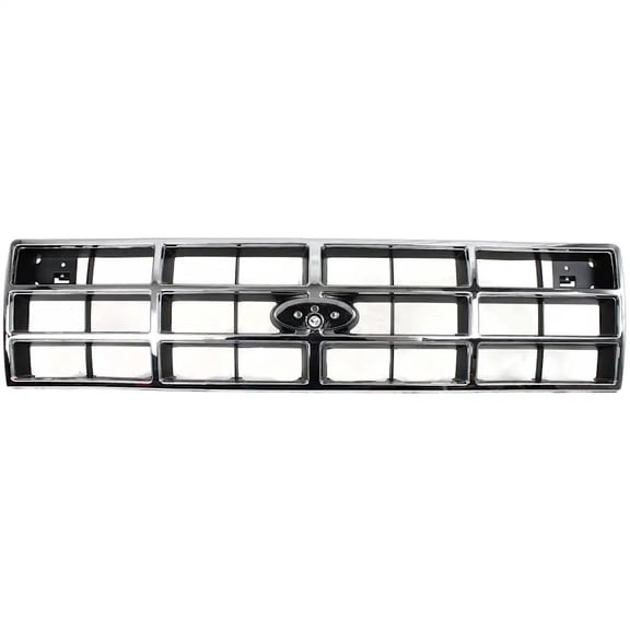 Chrome Shell Grille Assembly Compatible with 1989-1992 Ford Ranger Custom 2.3L (89-92) Custom 2.9L (89-92) 3.0L (91-92) 4.0L (90-92) GT 2.9L (89) S 2.3L S 3.0L (91-92) FO1200150