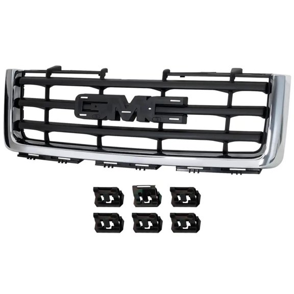 New Chrome Shell Grille Assembly Compatible With GMC Sierra 1500 SLT 8 Cyl 6.2L Sierra 1500 SLE 8 Cyl 6.2L Sierra 1500 SLT 8 Cyl 6.0L 2007-2013 By GM1200573 22761792