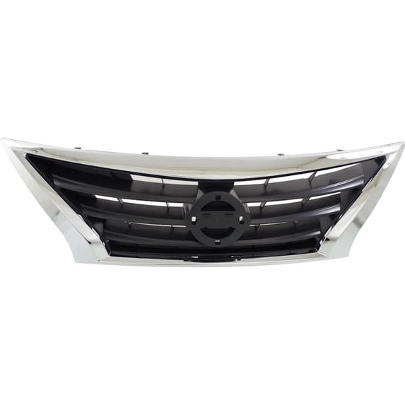New Chrome Shell Grille Assembly Compatible With Nissan Versa 1.6 S Plus 4 Cyl 1.6L Versa S 4 Cyl 1.6L Versa 1.6 SL 4 Cyl 1.6L 2015-2019 By NI1200261 623109KM0D 623109KM0A