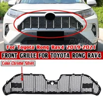 New Chrome Silver Car Front Bumper Mesh Grill For Toyota For Rong Rav4 2019 2020 2021 ABS Grille Grill For Toyota Rav4 Body Kit