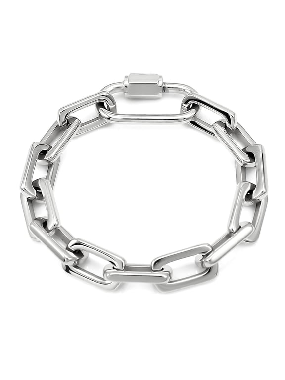 New Chunky Chain Stainless Steel Bracelets for Women Men Big Lock Charm Thick Rectangular Link Bracelet Bangles Hand Jewelry