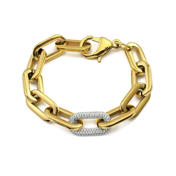 New Chunky Chain Stainless Steel Bracelets for Women Men Big zircon Charm Thick Rectangular Link Bracelet Bangles Hand Jewelry brand: Couya