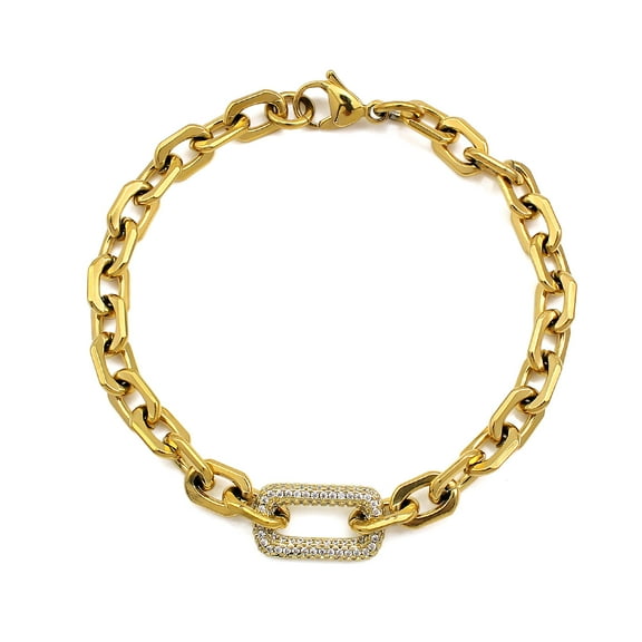 New Chunky Chain Stainless Steel Bracelets for Women fashion OT buckle Bracelet Rectangular Link Bangles Hand Jewelry