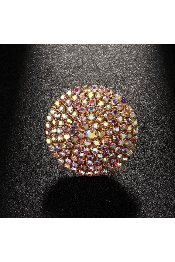 New Circular Ring for Women: Light Luxury Fashion Ring with Feng Shui Diamonds Niche Adjustable Open-Back Design for Versatile Styling
