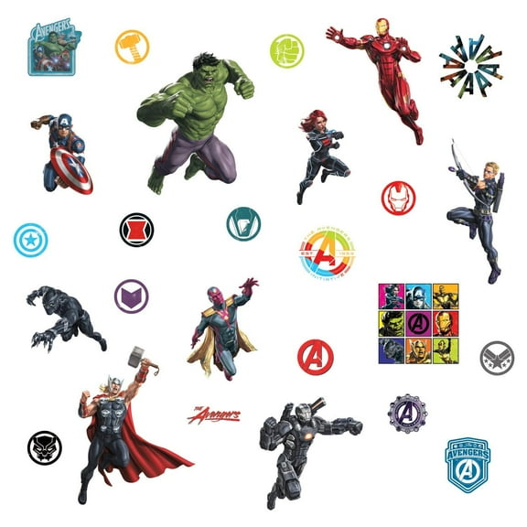 New Classic Avengers Peel and Stick Wall Decals RMK4289SCS Marvel Superhero Children Room Stickers