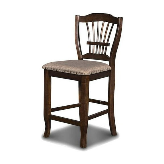 New Classic Bixby 25.5" Wood & Fabric Counter Chair in Espresso (Set of 2)
