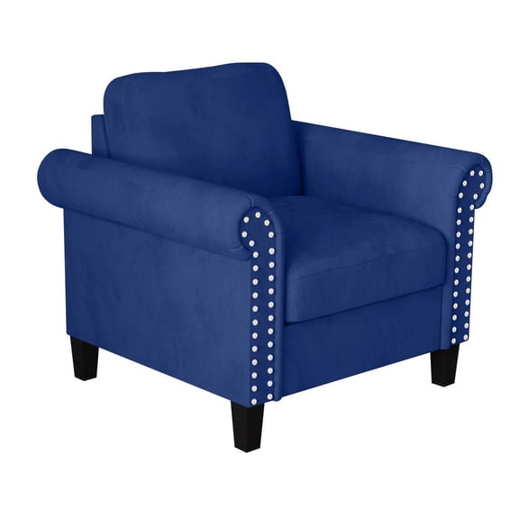 New Classic Furniture Alani Contemporary Fabric & Wood Accent Chair in Blue