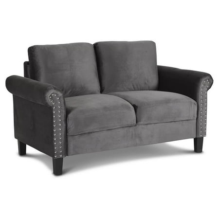 New Classic Furniture Alani Polyester Fabric Loveseat in Gray