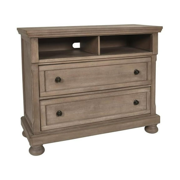 New Classic Furniture Allegra 2-Drawer Wood Media Console in Pewter