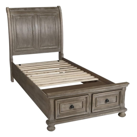 New Classic Furniture Allegra Twin Size Solid Wood Bed in Pewter