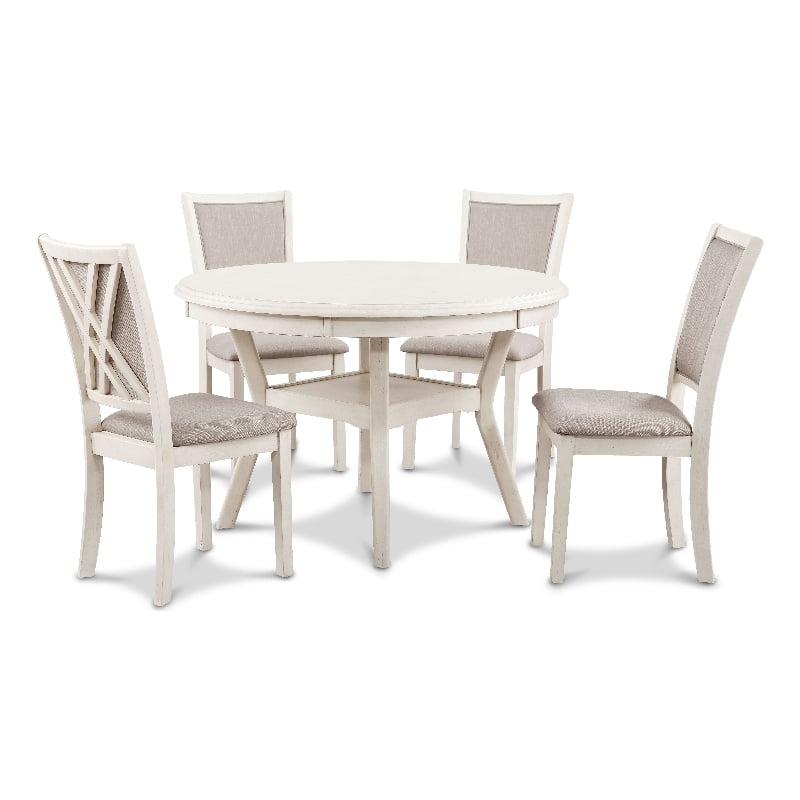 New Classic Furniture Amy 5Piece Wood Dining Table Set in Bisque Beige