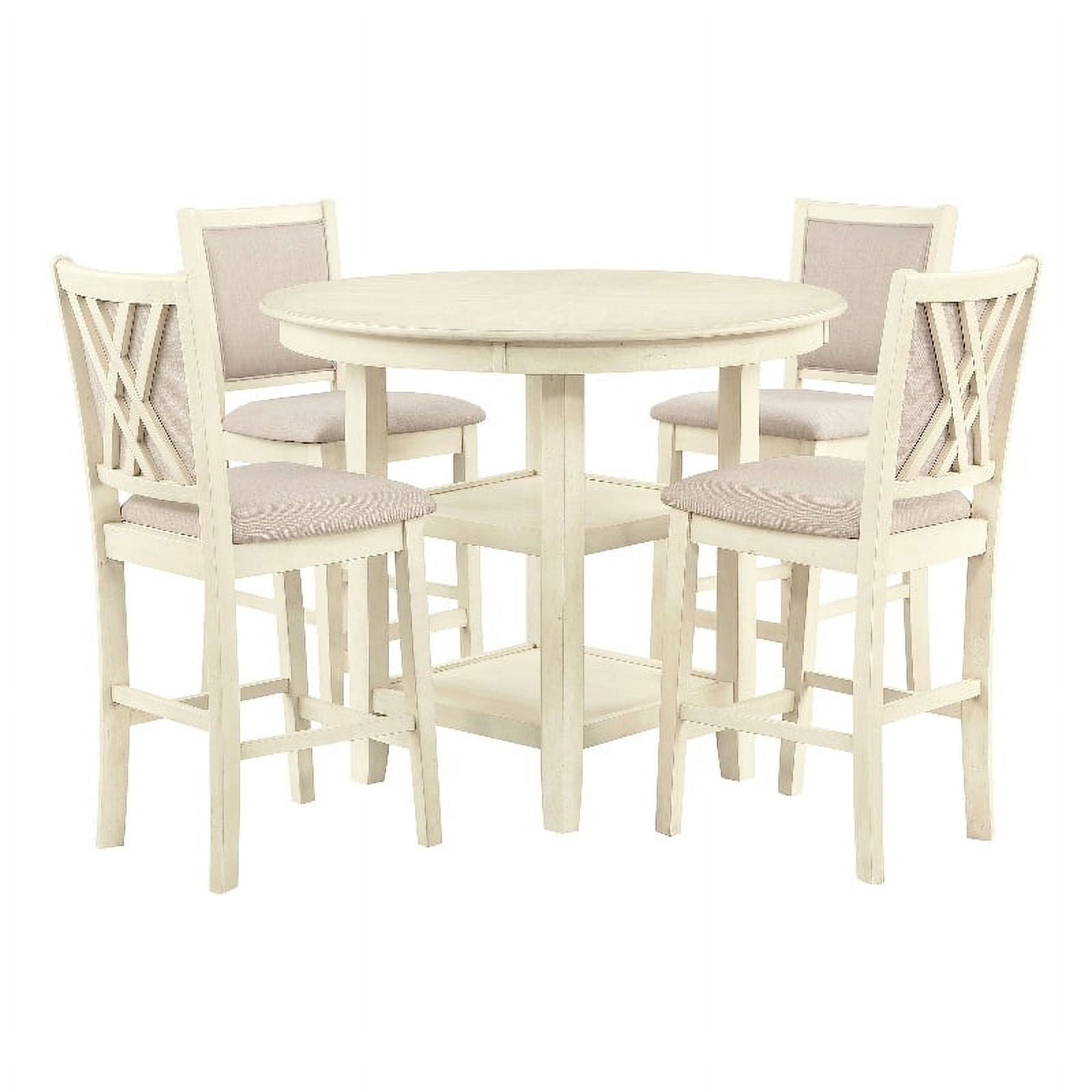 New Classic Furniture Amy 5PC Round Wood Counter Set w/ 4 Chairs in