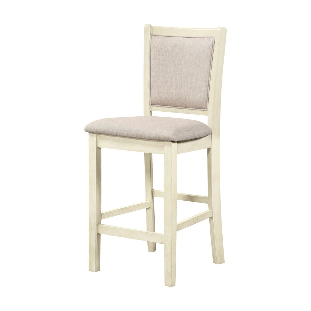 Amy Bisque Solid Wood Counter Chairs with Light Brown Upholstery (Set of 2)