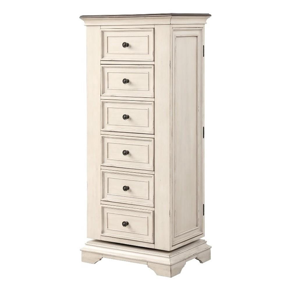 New Classic Furniture Anastasia 6-Drawer Wood Chest with Mirror, White