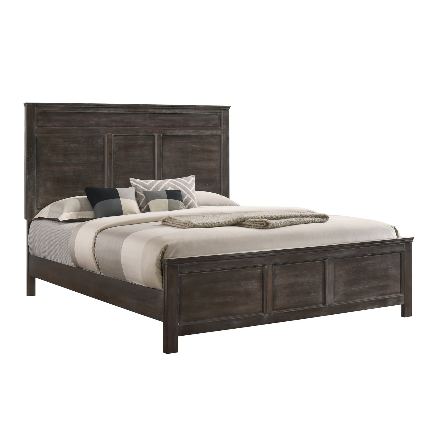 Nutmeg Full Size Rubberwood Traditional Bed with Headboard