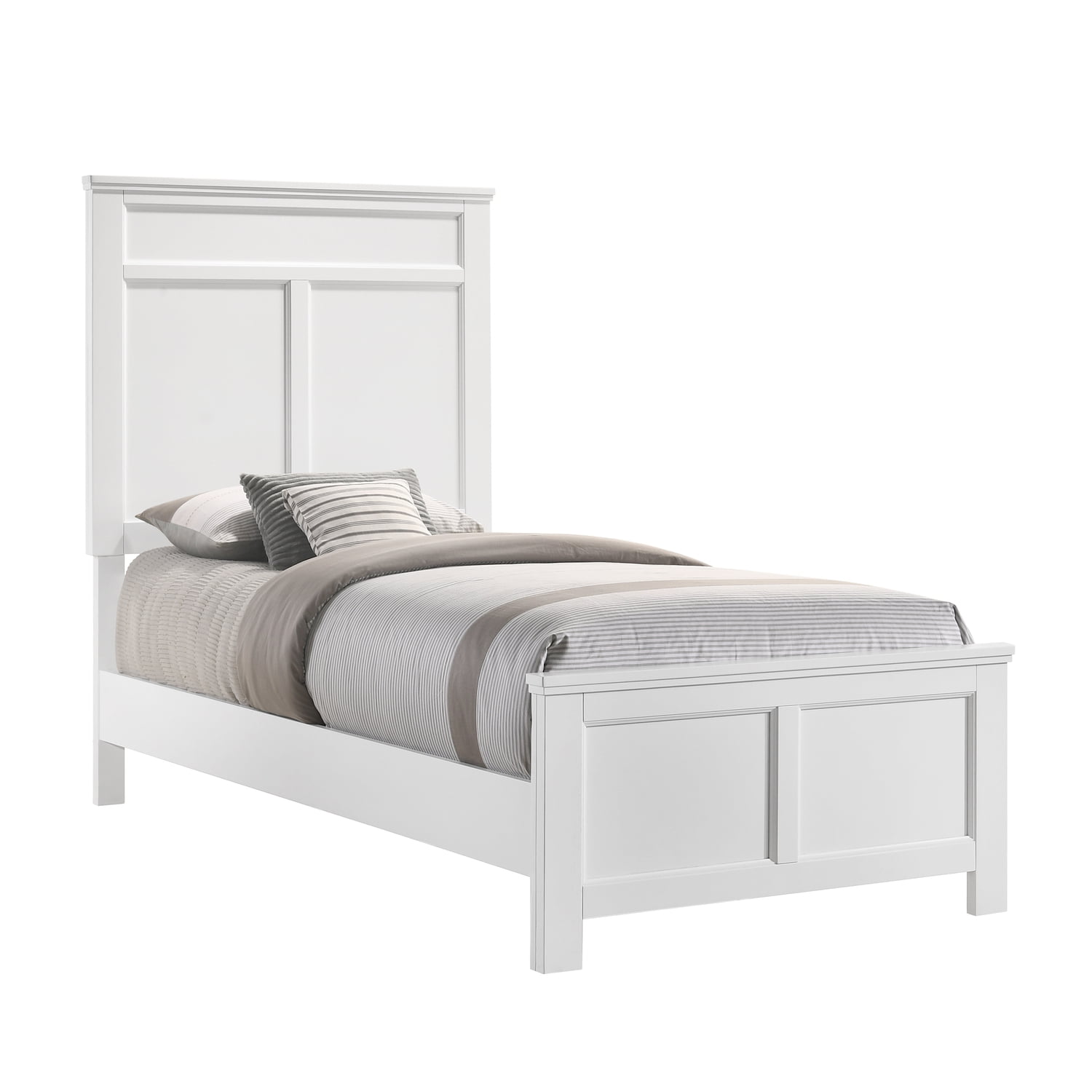 Andover White Twin Wood Bed with Headboard and Drawer