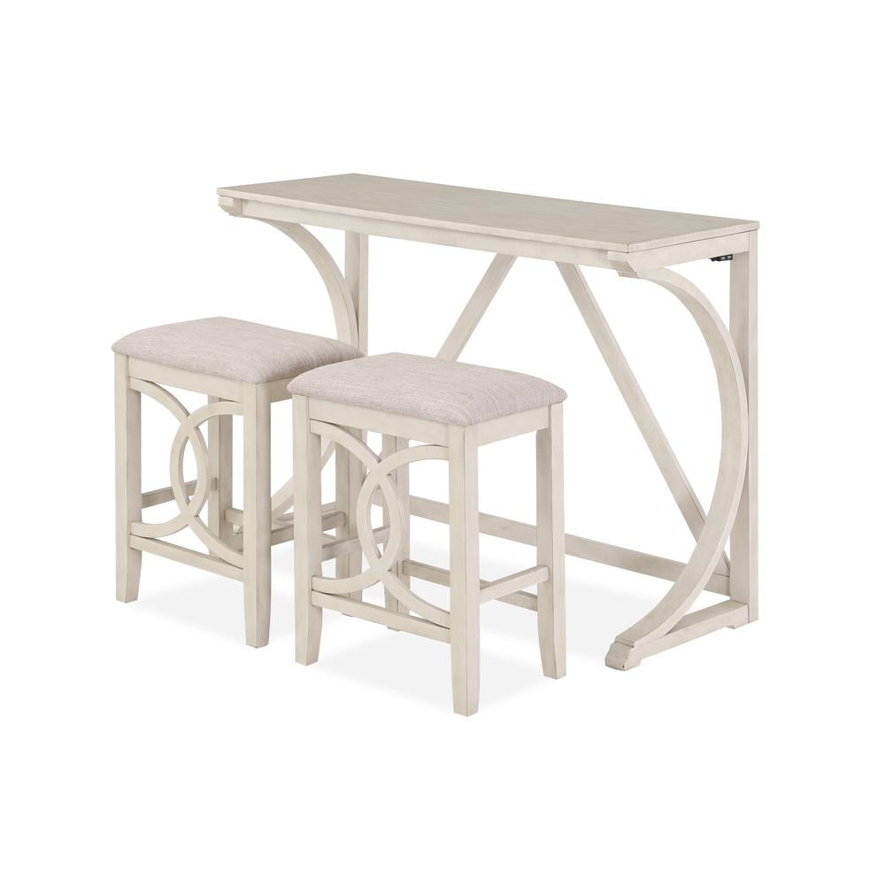 Bella Beige Wood Counter Table with 2 Stools