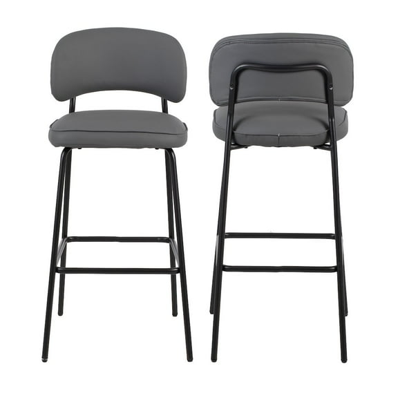 New Classic Furniture Blythe Metal/Vegan Leather Bar Chair in Gray (2 pcs)