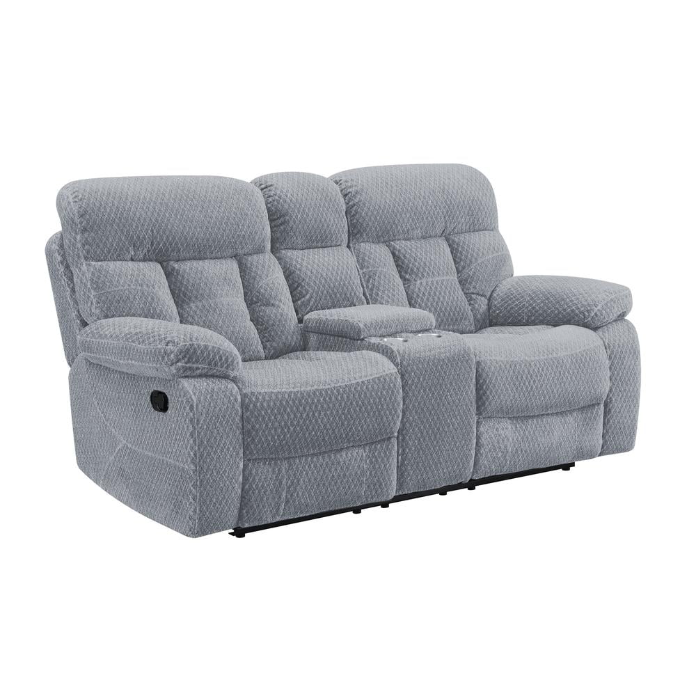 Bravo Stone Gray Fabric Reclining Loveseat with Cup Holder