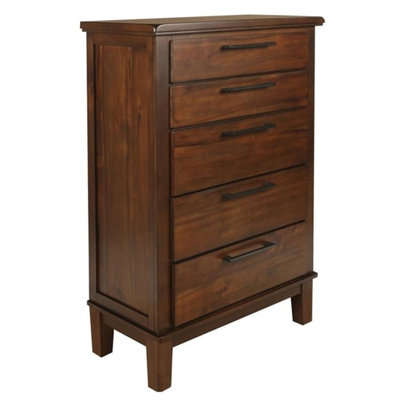 New Classic Furniture Cagney 5-Drawer Solid Wood Chest in Chestnut