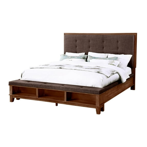 New Classic Furniture Cagney Contemporary Solid Wood 6/6 Ek Bed in Brown