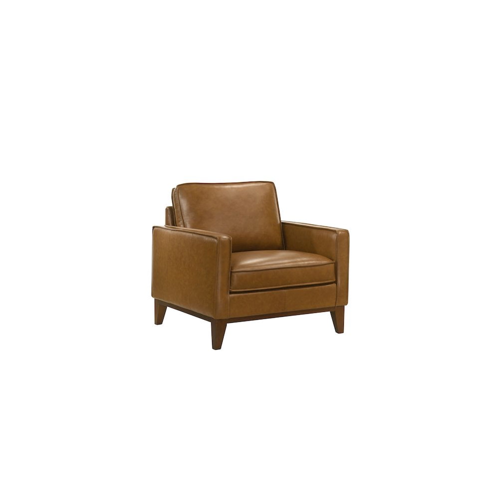 Caspar Caramel Brown Leather Accent Chair with Manufactured Wood Frame