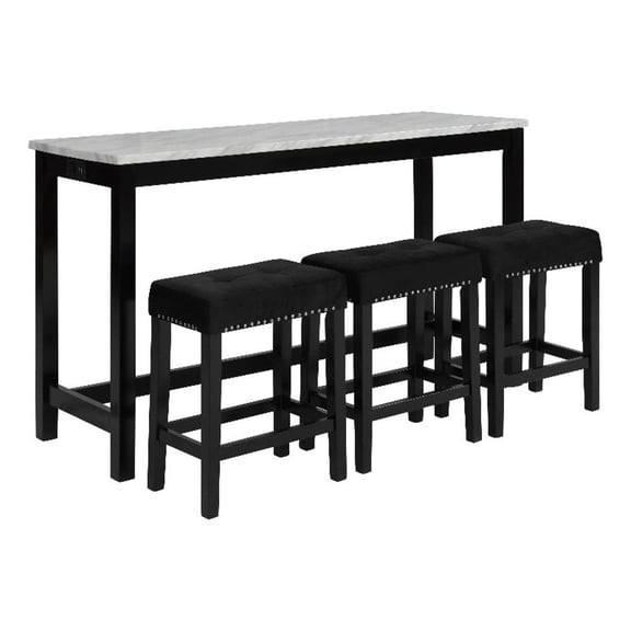 New Classic Furniture, Celeste, 4 Piece, Rubberwood, Theater Bar Table with Stool, Black