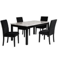 thumbnail image 1 of New Classic Furniture Celeste Faux Marble/Wood Dining Set w/ 4 Black Chairs, 1 of 9