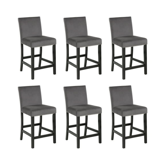 New Classic Furniture Celeste Solid Wood Counter Chairs in Gray (Set of 6)