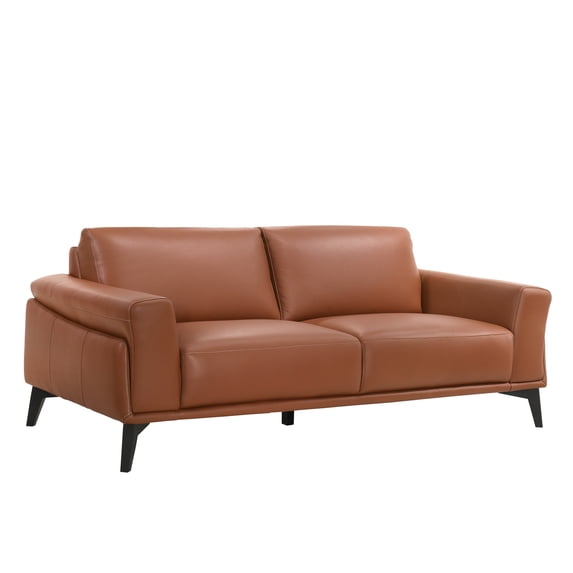 New Classic Furniture Como Leather Upholstered Sofa in Terracotta Orange
