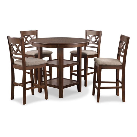 New Classic Furniture Cori 5-Piece Solid Wood Counter Set in Cherry