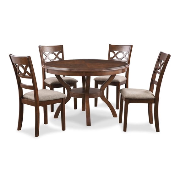 New Classic Furniture Cori 5 Piece Traditional Wood Dining Table with Chair Cherry/Brown